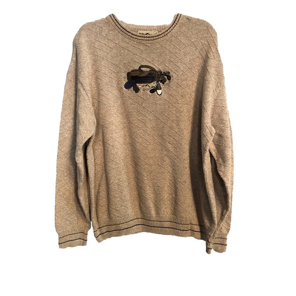 Vintage Other - Vintage Winona Mens Sweater XL Beige Pullover USA 90s‎ Golf Embroidered Grandpa